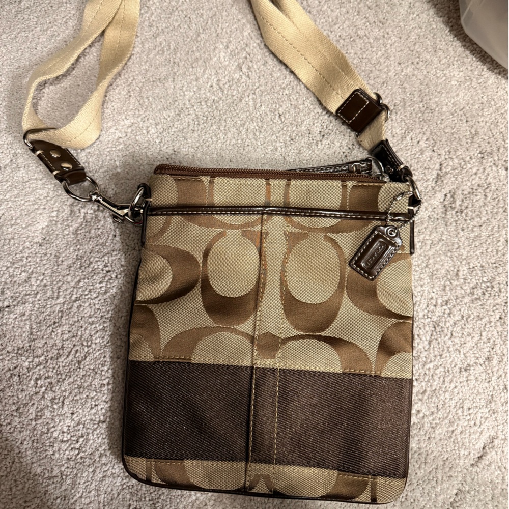 Coach Tan and Brown Crossbody Bag